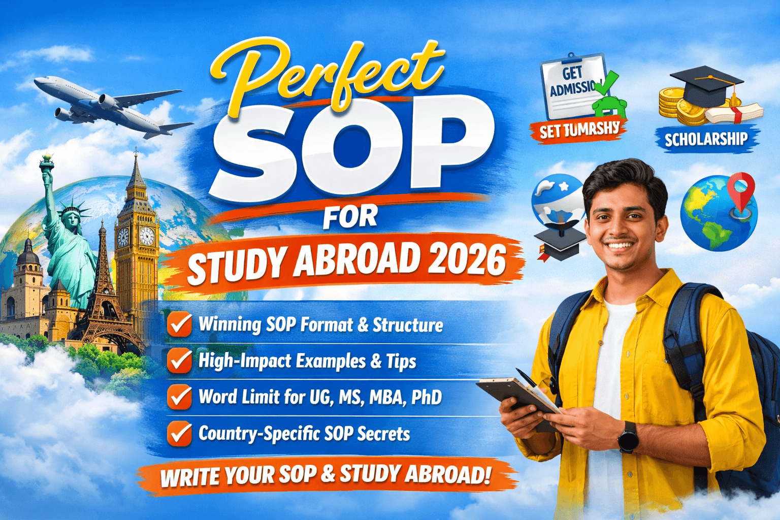 Perfect SOP for Study Abroad 2026: Format, Best Structure, Examples, Word Limit & Pro Tips