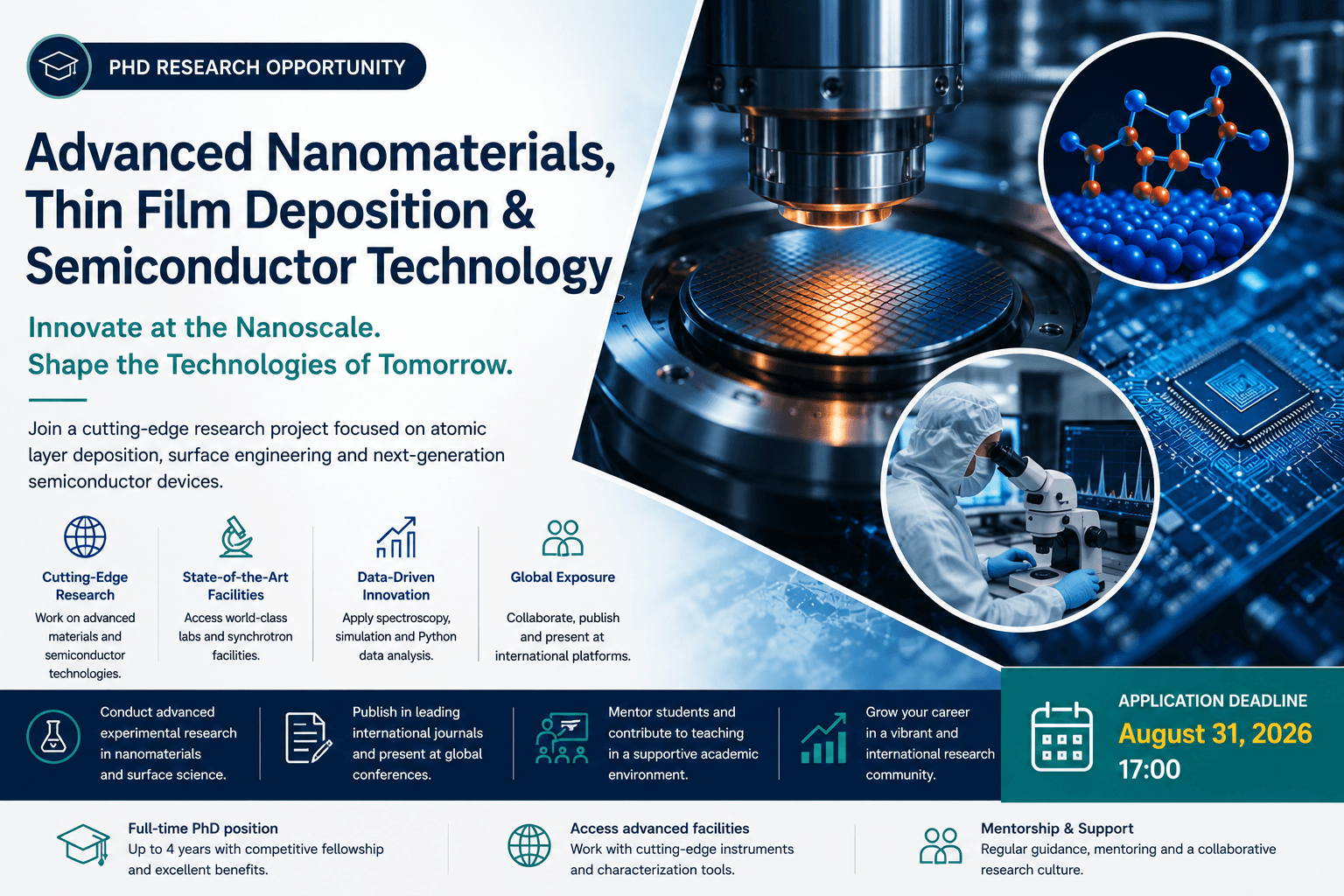 PhD Research Opportunity in Advanced Nanomaterials, Thin Film Deposition and Semiconductor Technology