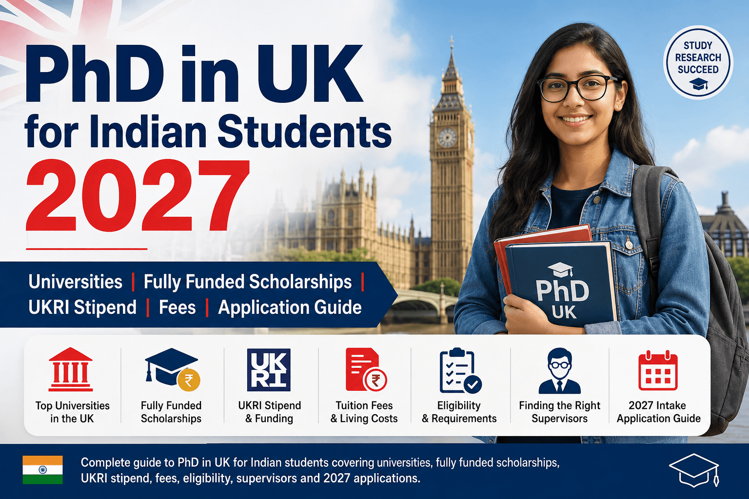 PhD in UK for Indian Students 2027: Ultimate Guide to Universities, Fully Funded Scholarships, Fees, Stipend & Applications
