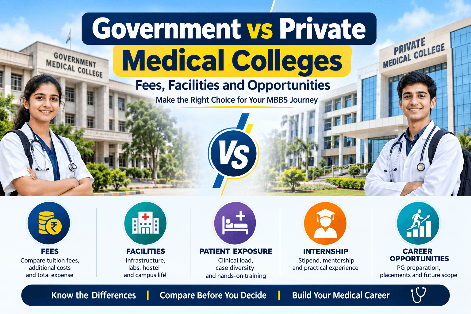 Government vs Private Medical Colleges in India: Fees, Facilities and Career Opportunities in 2026